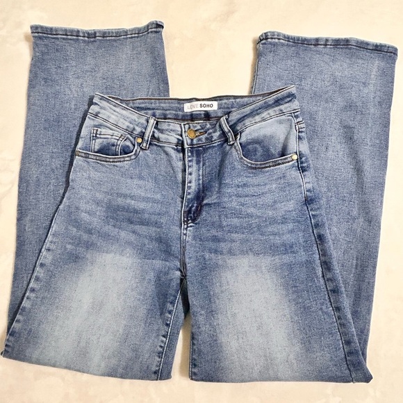 Blue Straight-Leg Jeans with Faded Denim - Picture 9 of 9